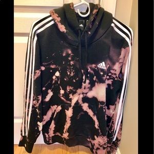 Custom Bleached Adidas 3-Stripes Pullover Hoodie
